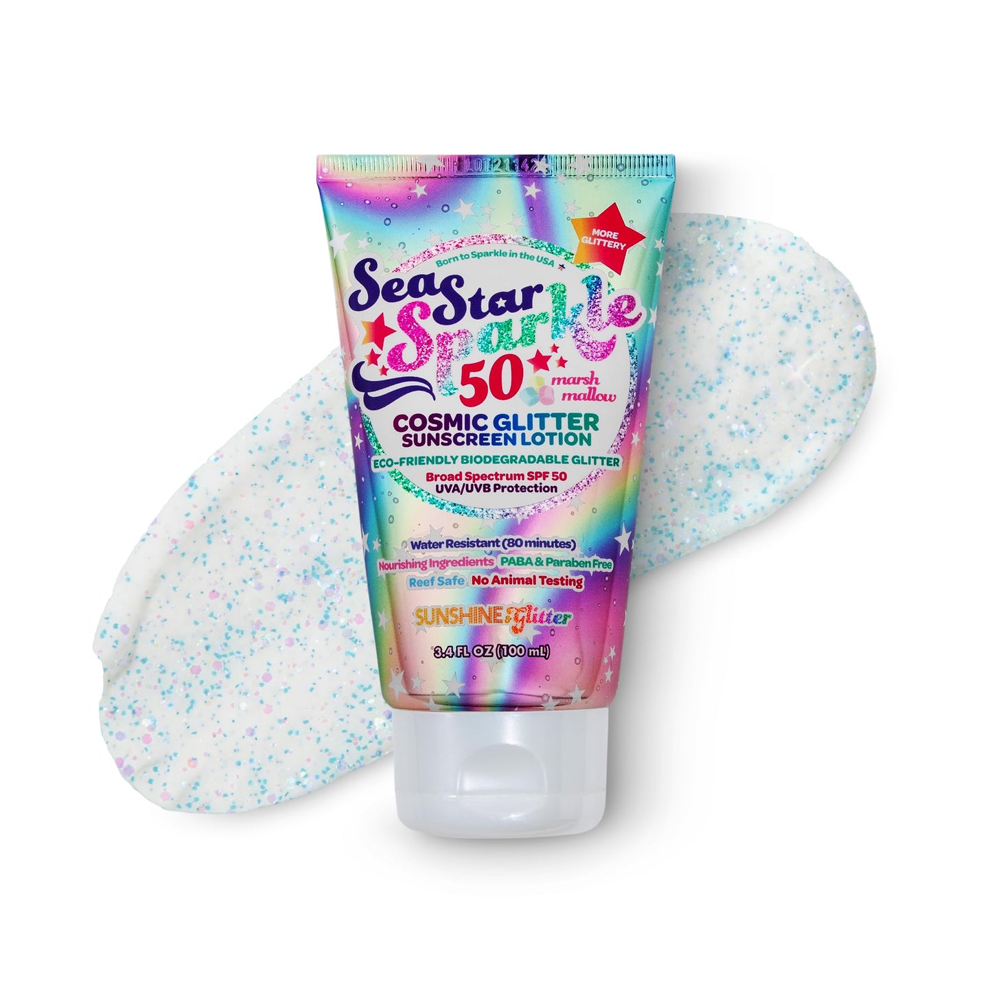 Seastar Sparkle - Cosmic Marshmallow Scented Glitter Sunscreen Lotion - SPF 50 - Biodegradable Sunscreen, Kids, Water Resistant, Glitter lotion Beauty & Personal Care Sunshine & Glitter
