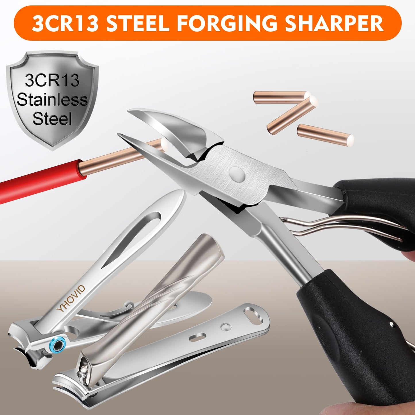 Toe Nail Clippers for Men, Toenail Clippers for Thick Nails for Seniors, German Ultra Sharp Stainless Steel Fingernail Clipper with Catcher, Heavy Beauty and Personal Care YHOVID