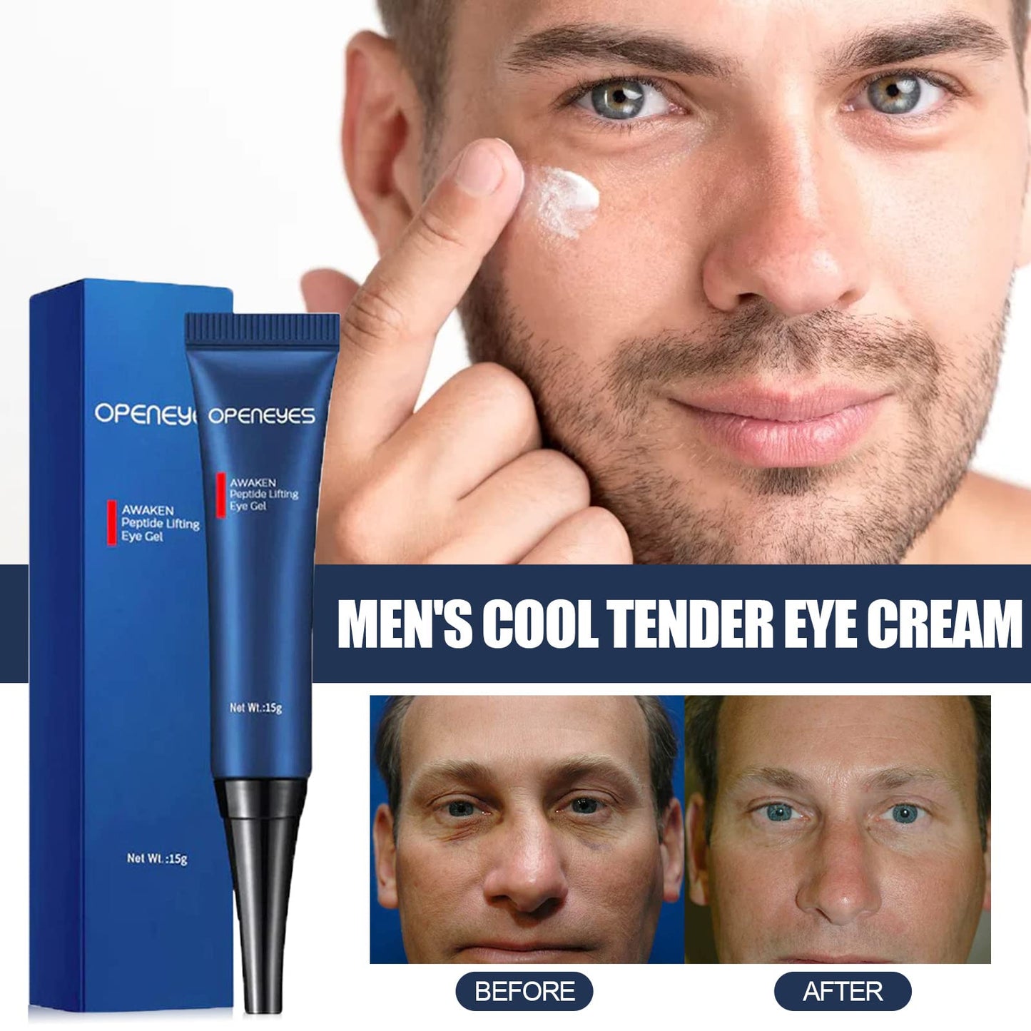 AKARY Awaken Peptide Depuffing Eye Gel, Lifts Firming Eye Tightener, Men's Moisturizing Eye Cream Hydrating Gel Smooths Under Eyes for Dark Circles Beauty & Personal Care AKARY
