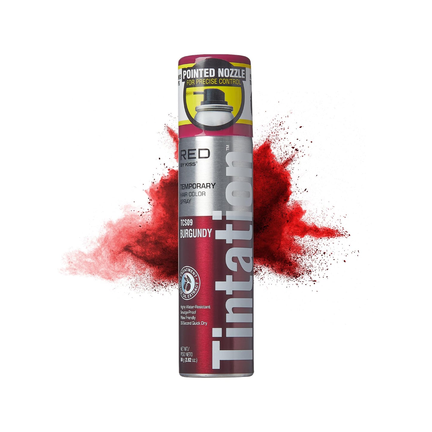 Red by Kiss Tintation Temporary Hair Color Spray 2.82oz, Quick-Dry & Smudge-Proof, Vivid Color Washable Hair Dye, Styling Spray Cosplay Halloween Beauty & Personal Care Red by Kiss