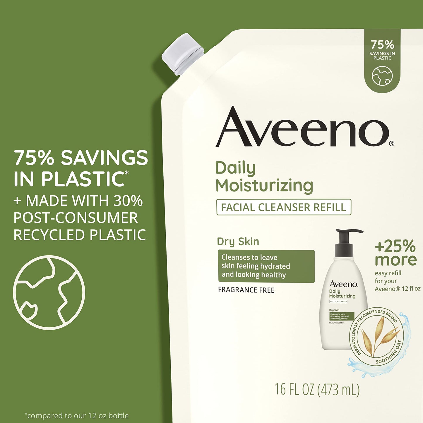 Aveeno Daily Moisturizing Facial Cleanser with Soothing Non-GMO Oat, Leaves Skin Feeling Hydrated, Soft & Supple, Paraben-, Sulfate-, Fragrance-, Dye Beauty & Personal Care Aveeno