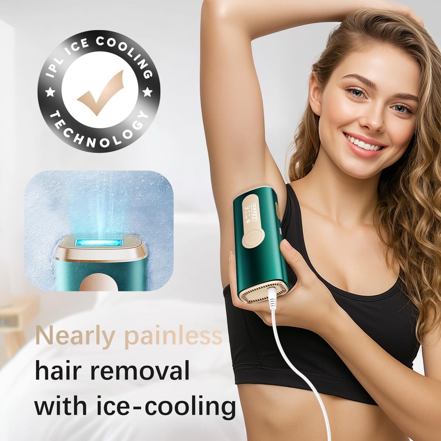 IPL Laser Hair Removal Device for Women & Men - Safe At-Home 45°F Ice-Cooling Contact for Painless & Long-Lasting Results, 86% Less Hair In 3 Weeks Beauty and Personal Care AMOTAOS