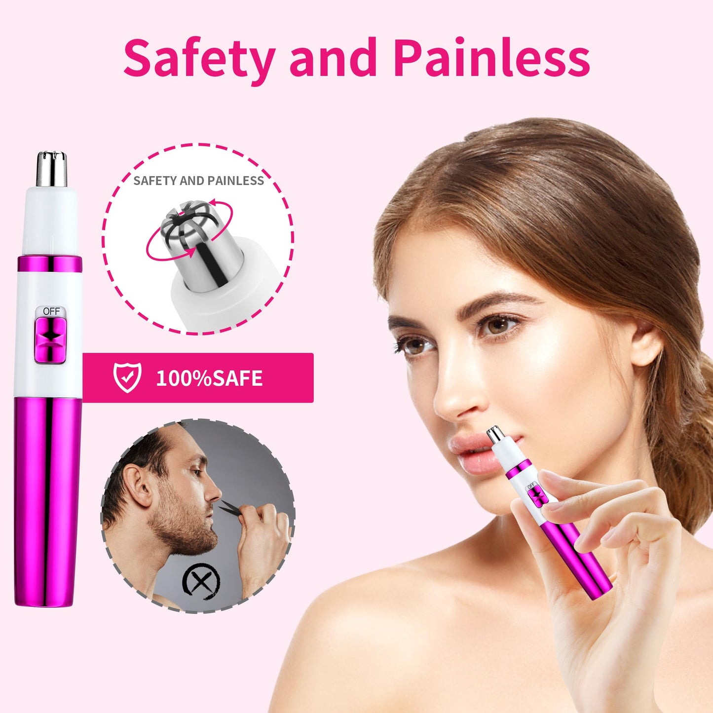 NUMIFUN Ear and Nose Hair Trimmer for Women Nose Hair Clipper Professional Painless Noses Trimmer Ladies Eyebrow and Facial Hair Trimmer, Waterproof Beauty and Personal Care NUMIFUN