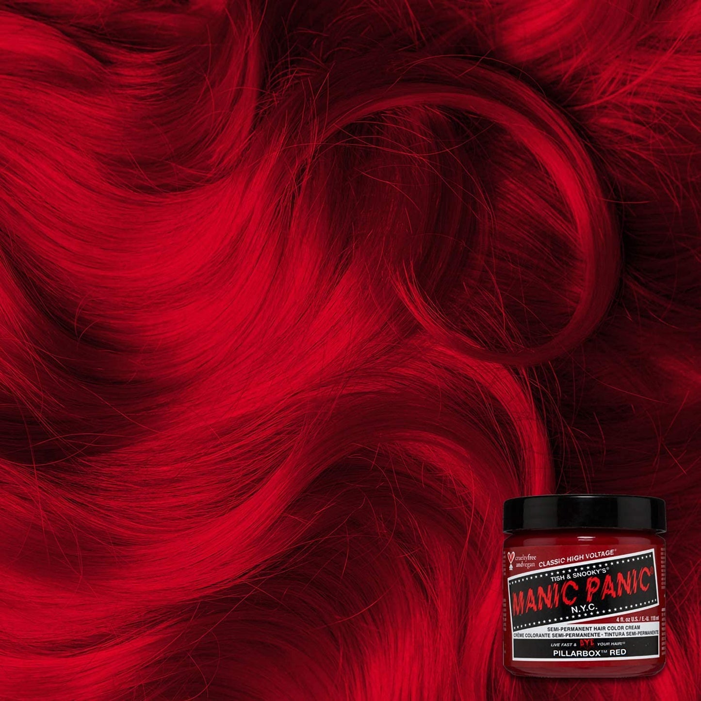 MANIC PANIC Classic Pillarbox Red Semi Permanent Hair Color - True Red Hair Dye for Women & Men That Lasts 4-6 Weeks - Vegan, Ammonia & Cruelty-Free Beauty & Personal Care MANIC PANIC