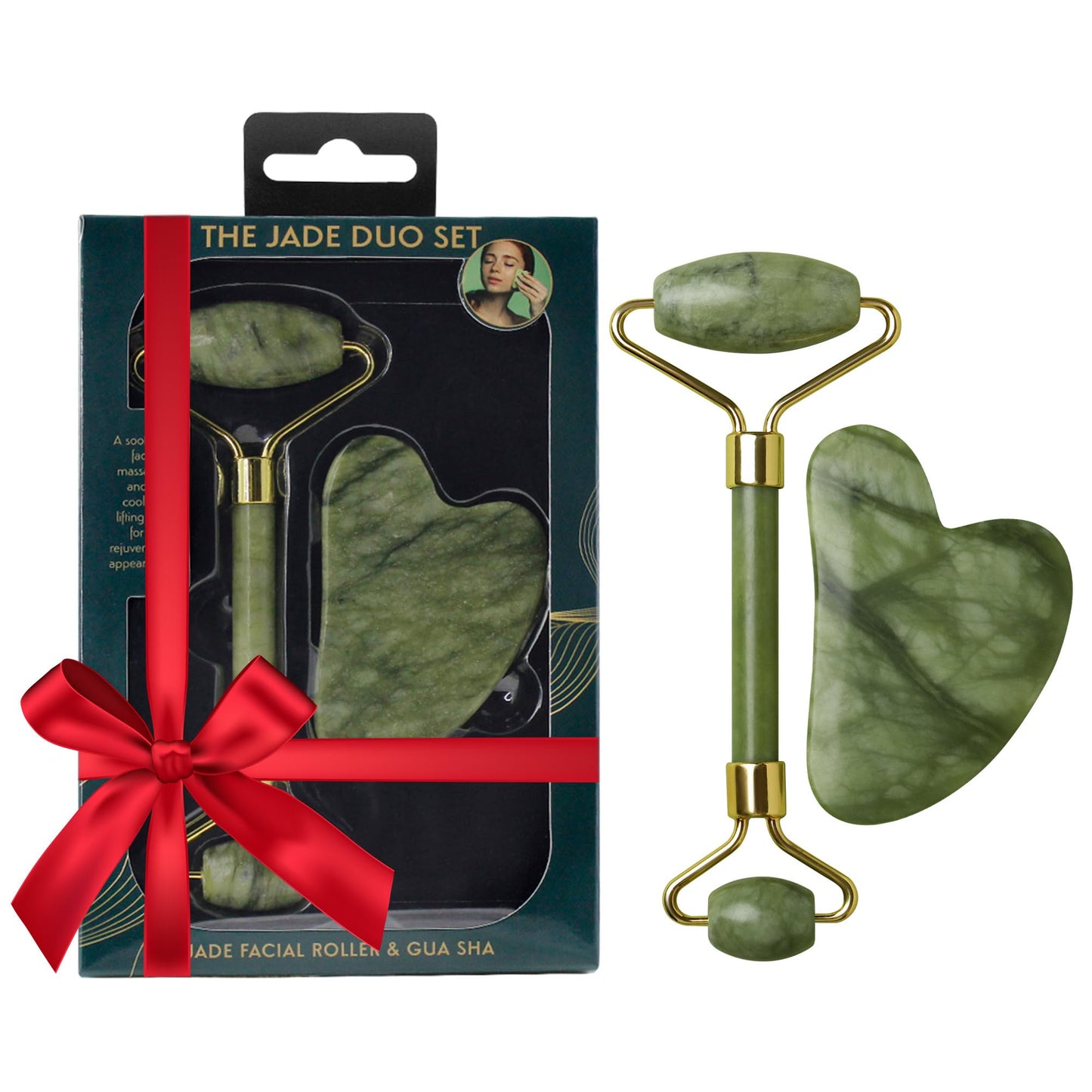 Beautyfrizz Jade Face Roller - Jade Roller for Face and Gua Sha Massage Tool - Gua Sha and Jade Roller - Guasha Tool for Face - Skin Care Gift Set Beauty & Personal Care BEAUTYfRIZZ