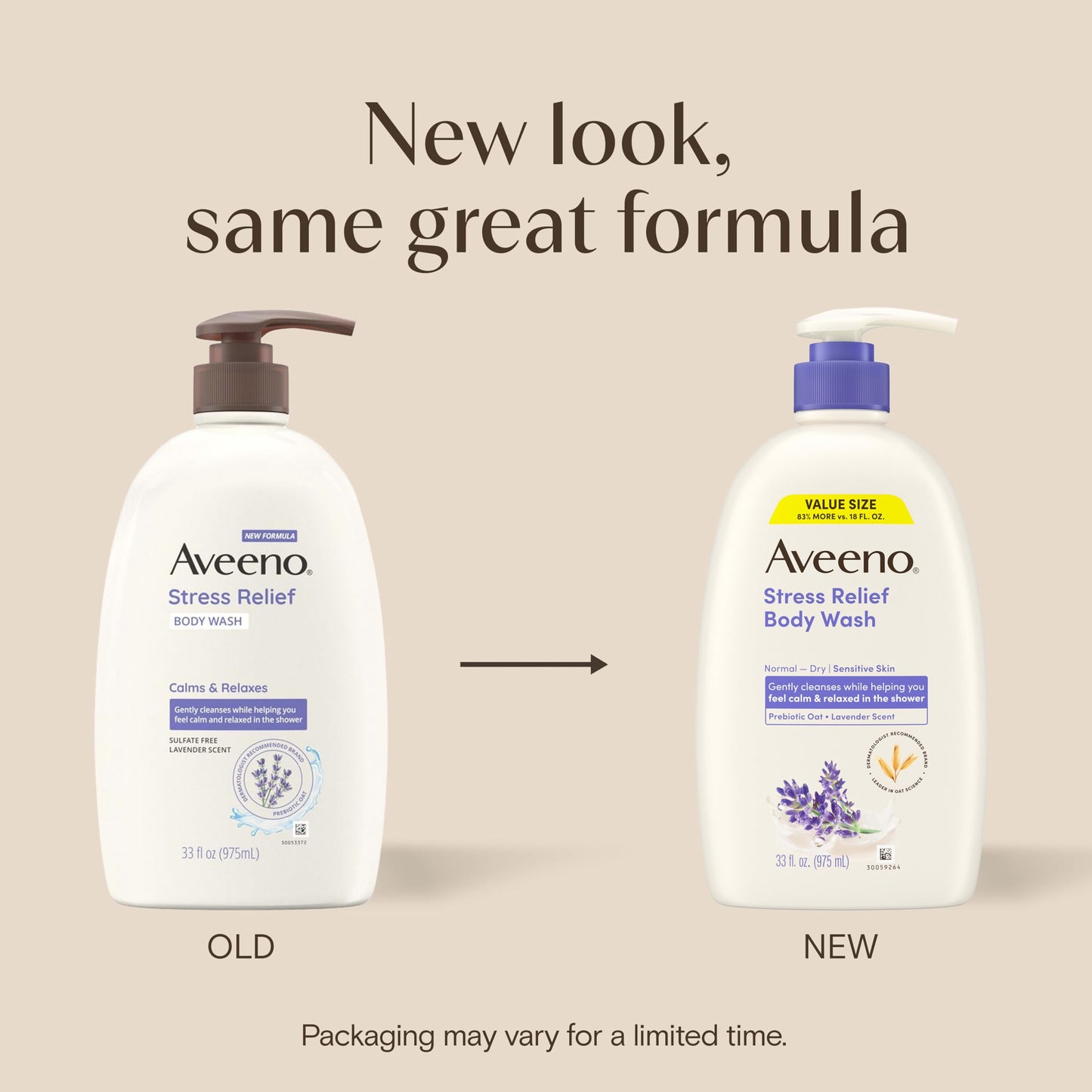 Aveeno Stress Relief Moisturizing Body Lotion, Lavender Scent with Prebiotic Oat for Sensitive Skin, Lightly Scented Lotion with 48-Hour Hydration Beauty & Personal Care Aveeno