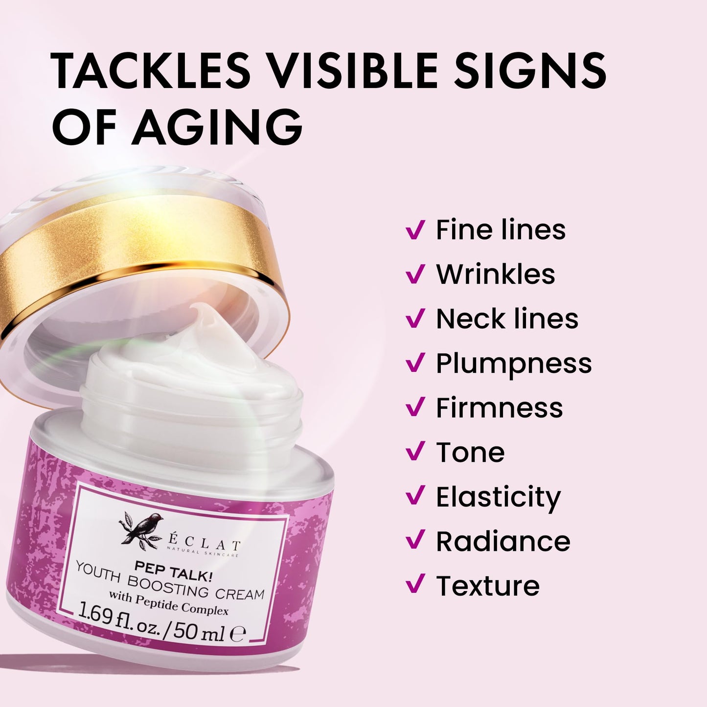 Eclat Skincare Anti Aging Face Cream - Face Moisturizer with Collagen Peptides, Hyaluronic Acid, & Vitamins C+E - Improves Fine Lines and Wrinkles Beauty and Personal Care Eclat Skincare