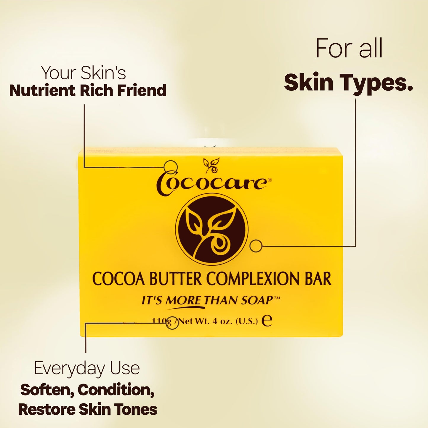 Cococare Cocoa Butter Complexion Bar Soap 4 Ounce - Gentle Cleansing & Hydrating Bar Soap Beauty & Personal Care COCOCARE