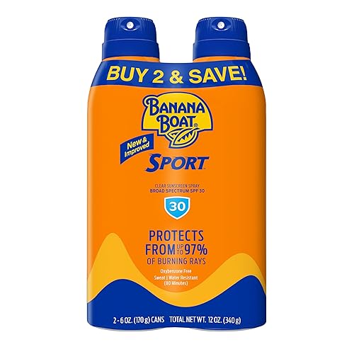 Banana Boat Sport Ultra SPF 30 Sunscreen Spray | Banana Boat Sunscreen Spray SPF 30, Water Resistant, Oxybenzone Free, 6oz each Twin Pack Beauty & Personal Care Banana Boat