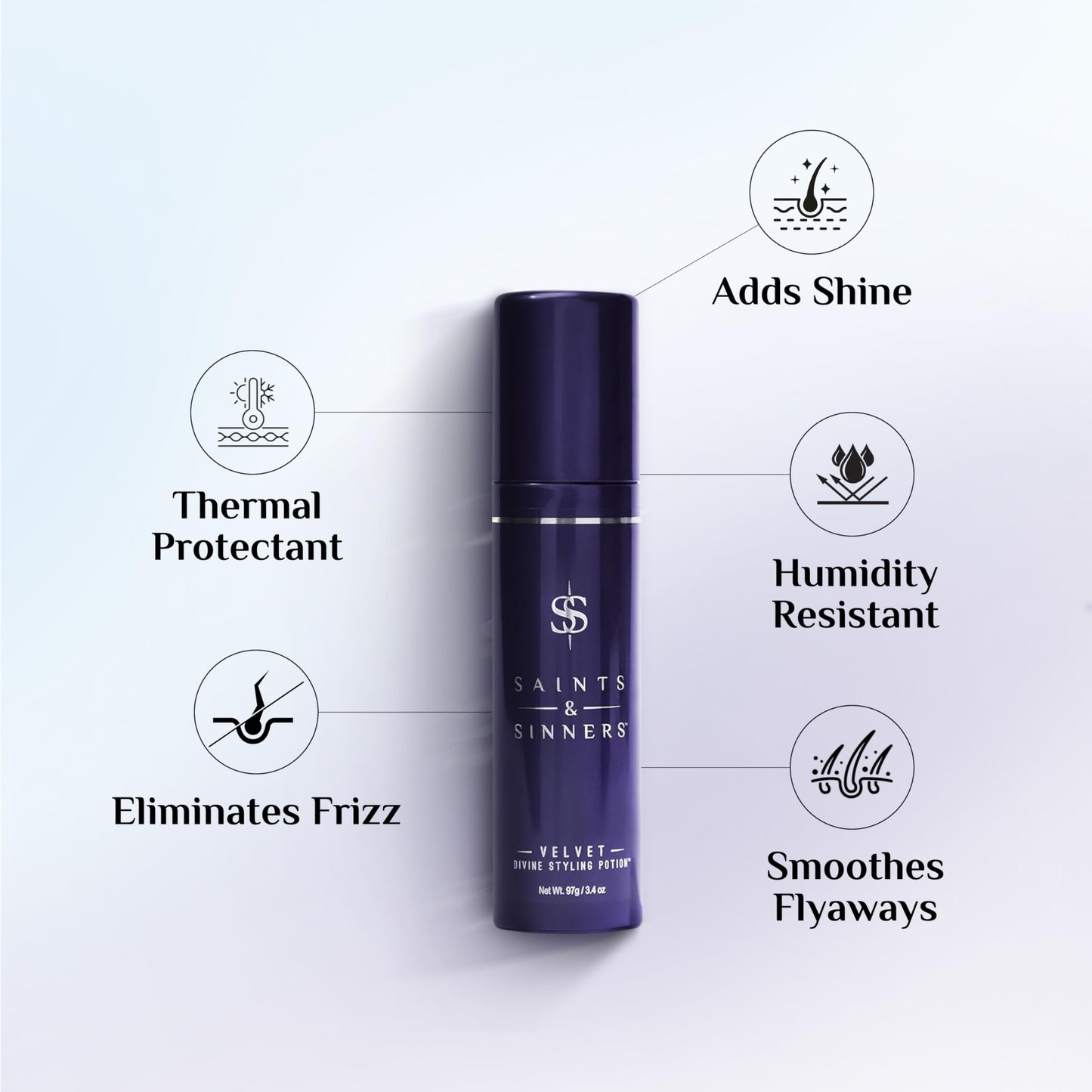 Saints & Sinners Award Winning Velvet Divine Hair Styling Potion, Thermal Protectant, Shine & Defrizzes Hair, Moisturizing Anti-Frizz Hair Cream Beauty & Personal Care Saints & Sinners