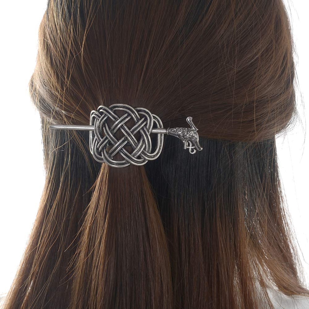 Viking Celtic Hair Clips Hairpins- Viking Hair Accessories Celtic Knot Hair Pins Antique Silver Hair Sticks Irish Hair Decor Accessories for Long Hair Beauty & Personal Care LQQQL