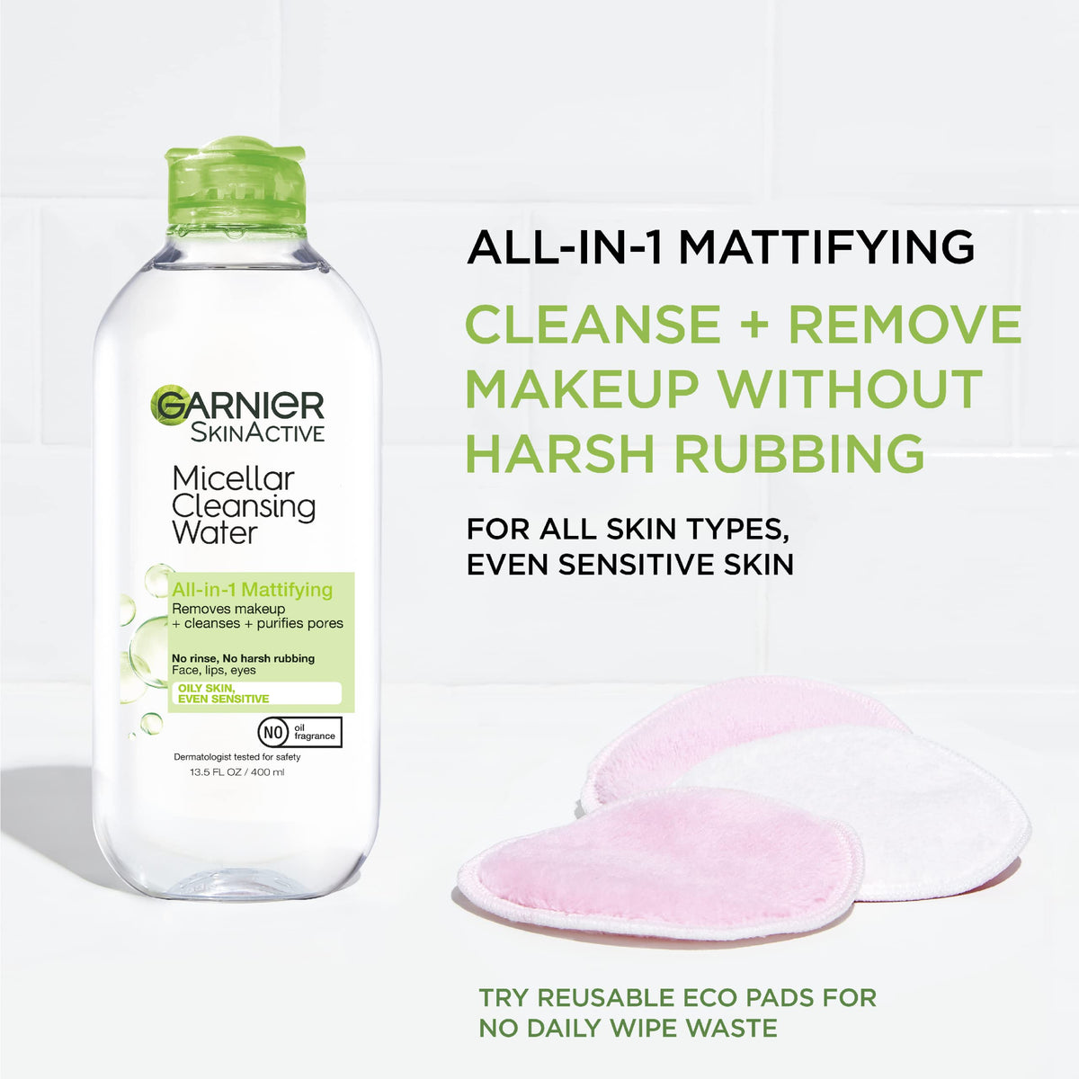 Garnier Micellar Water for Oily Skin, Facial Cleanser & Makeup Remover, Mattifying, For All Skin Types, Vegan, Cruelty Free, 13.5 Fl Oz (400mL), 1