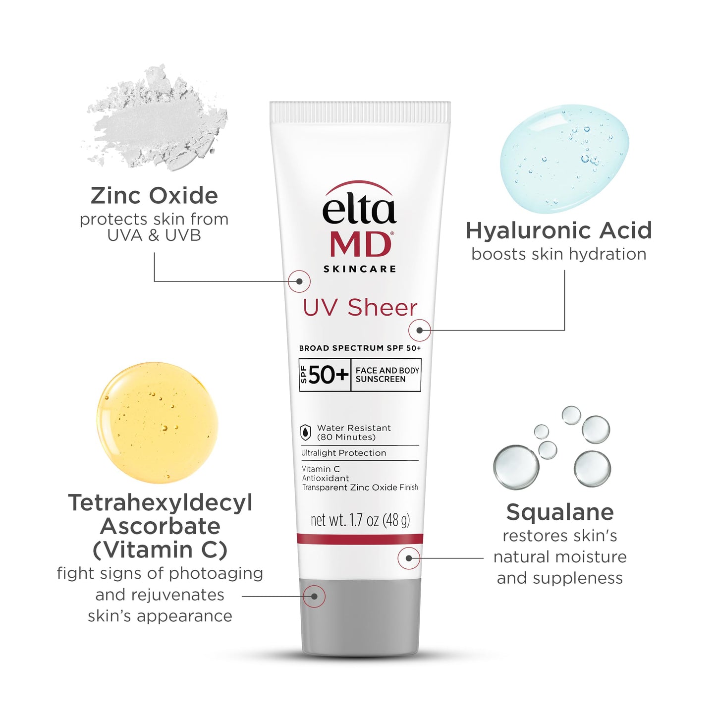 EltaMD UV Sheer Face and Body Sunscreen SPF 50+, Oil Free, No White Cast Sunscreen for Face and Body, Zinc Oxide Formula, 1.7 oz Tube Beauty & Personal Care EltaMD
