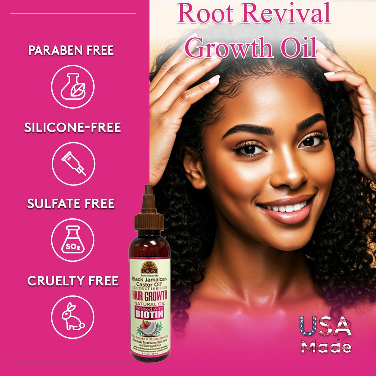 OKAY Black Jamaican Castor Oil & Coconut Hibiscus, 4 oz