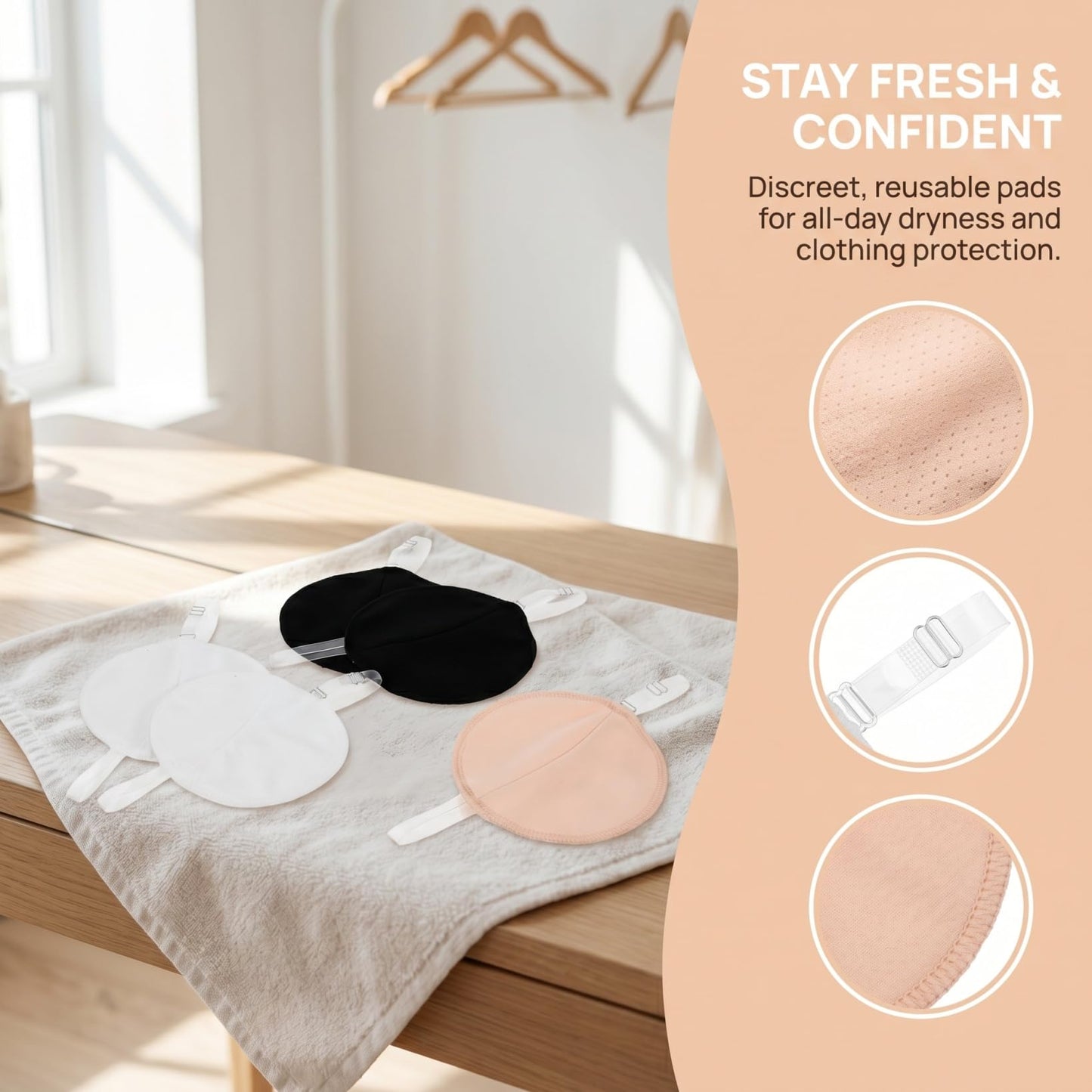 FRCOLOR 3 Pairs Washable Underarm Sweat Pads Reusable Armpit Guard for Women Discreet Dress Shields for Summer Beauty and Personal Care FRCOLOR