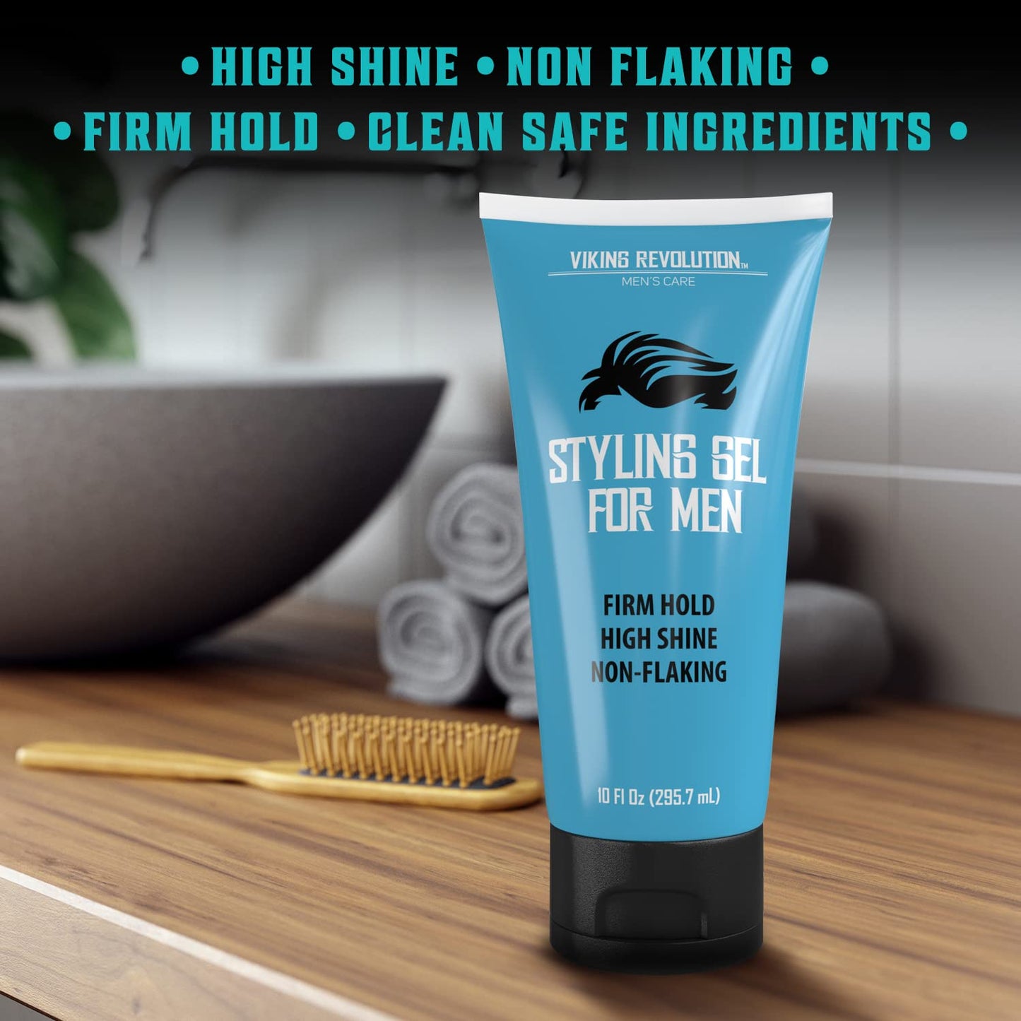 Hair Gel for Men Strong Hold - Mens Hair Gel Extra Strength - Styling Gel for Hair Clear Hair Gel - Firm Hold Gel Hair High Shine Non-Flaking Curly Beauty & Personal Care Viking Revolution