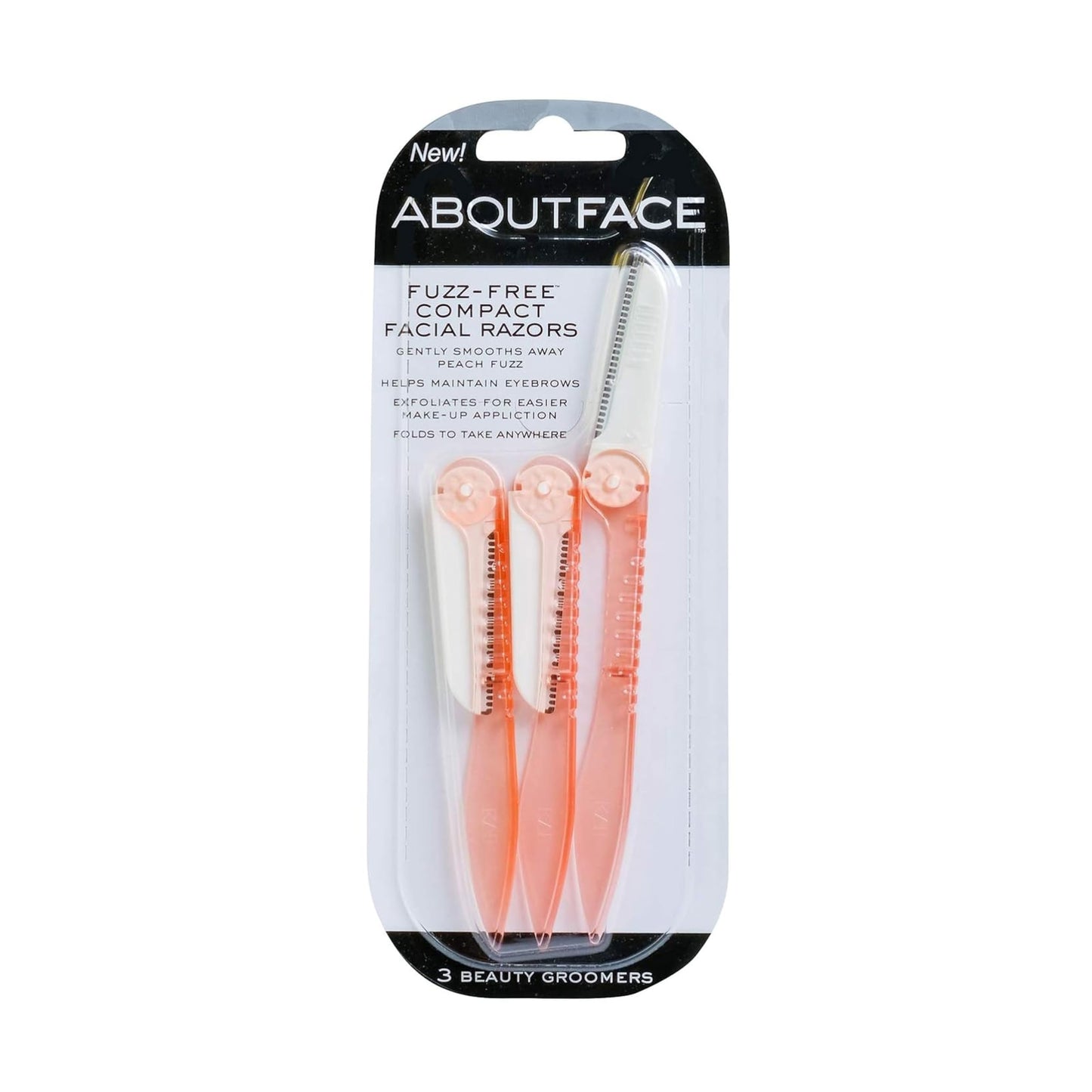 About Beauty Fuzz-Free Fold-n-Go Groomers - 3 Folding Beauty Groomers for Hair Removal, Ideal for Shaving, Exfoliating, and Brow Shaping, Japanese Beauty and Personal Care About Face