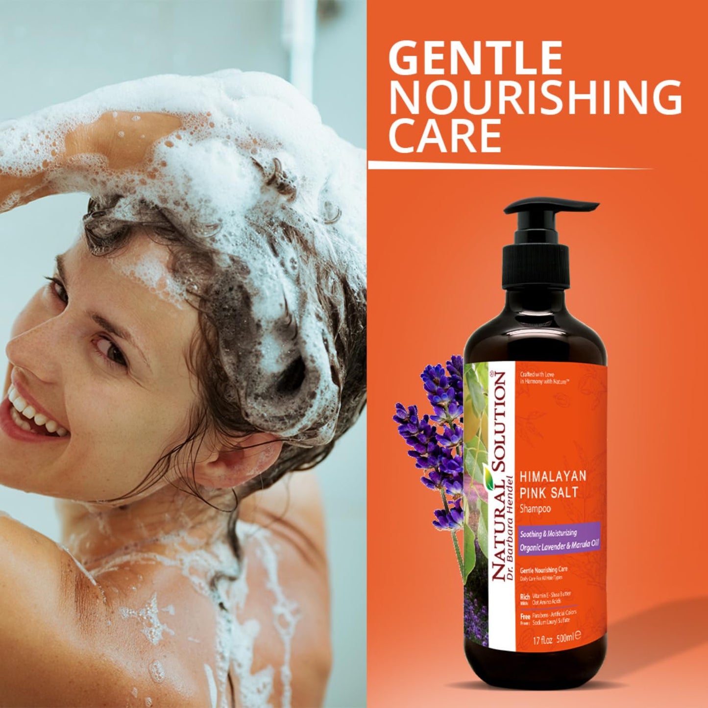 Natural Solution Shampoo with Organic Lavender & Marula Oil, Infused with Himalayan Pink Salt - Soothing, Moisturizing Daily Care for All Hair Types Beauty & Personal Care Natural Solution