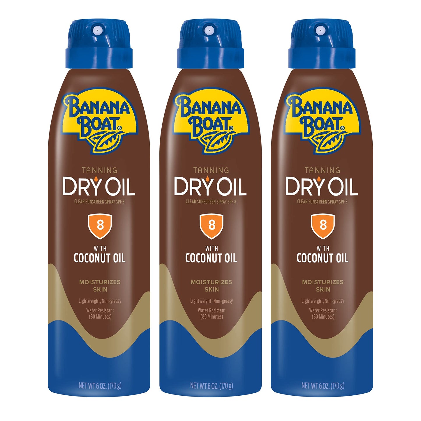 Banana Boat Dry Oil Tanning Spray Sunscreen SPF 8, 6oz | Sun Tanning Oil with SPF 8 Sunscreen, Oxybenzone-Free, 6oz (Pack of 3) Beauty & Personal Care Banana Boat