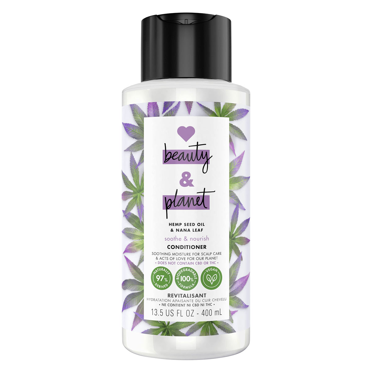 Love Beauty and Planet 100% Biodegradable Hydrating Conditioner Soothe & Nourish Dry Scalp Hemp Seed Oil & Nana Leaf Vegan, Silicone-free,