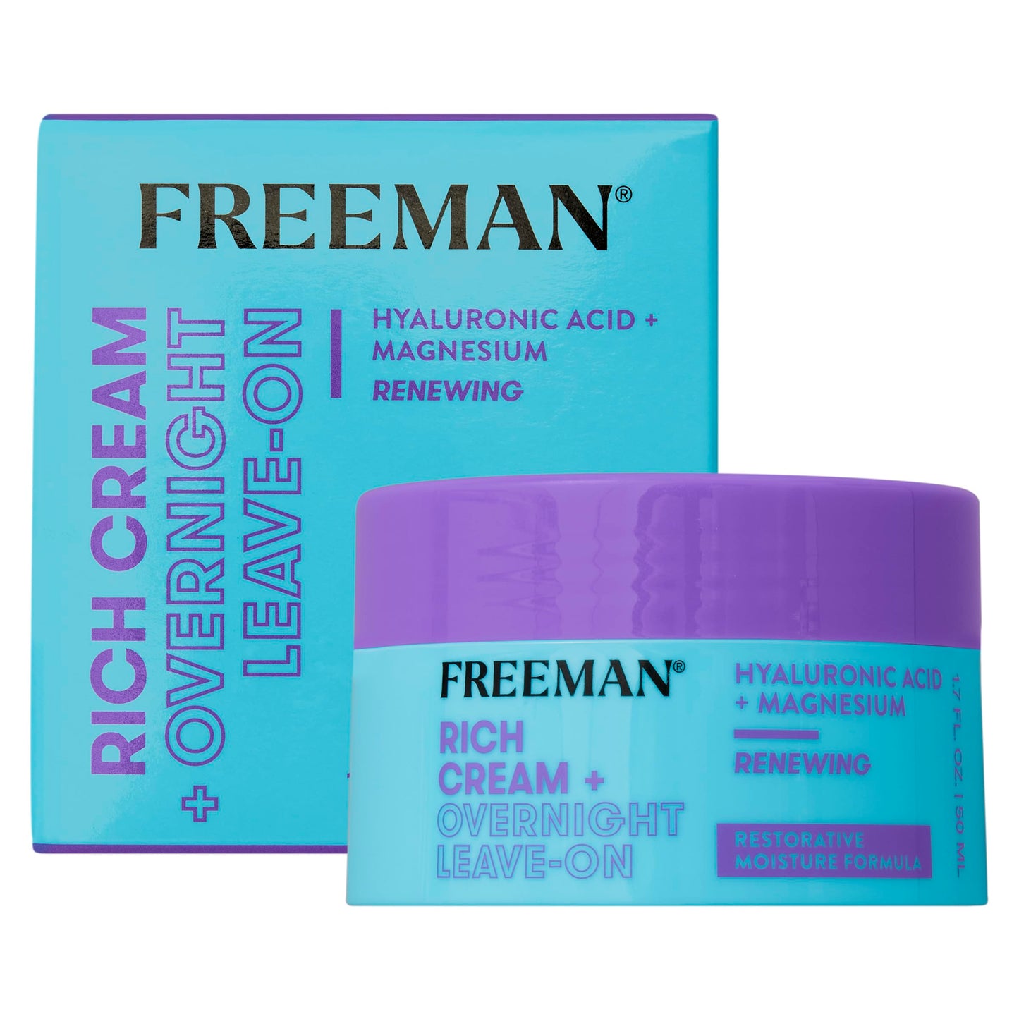 Freeman Rich Cream + Overnight Leave-On, Moisturizing Face Mask, Facial Mask For Dry Skin, Face Cream Infused With Magnesium & Hyaluronic Acid Beauty & Personal Care Freeman