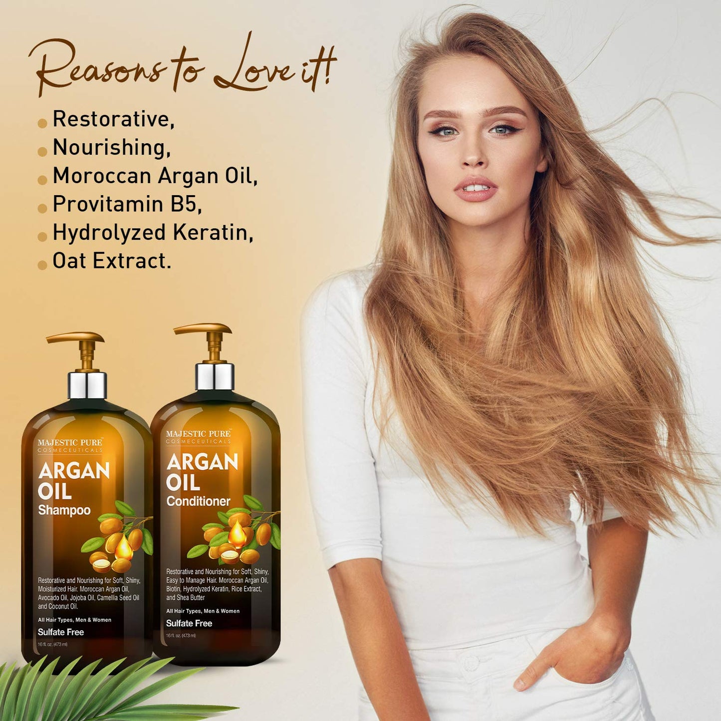 MAJESTIC PURE Argan Oil Shampoo and Conditioner Set | Nourishing & Promotes Soft and Silky Hair | Sulfate Free | For All Hair Types, Men and Women - 2 Beauty & Personal Care Majestic Pure