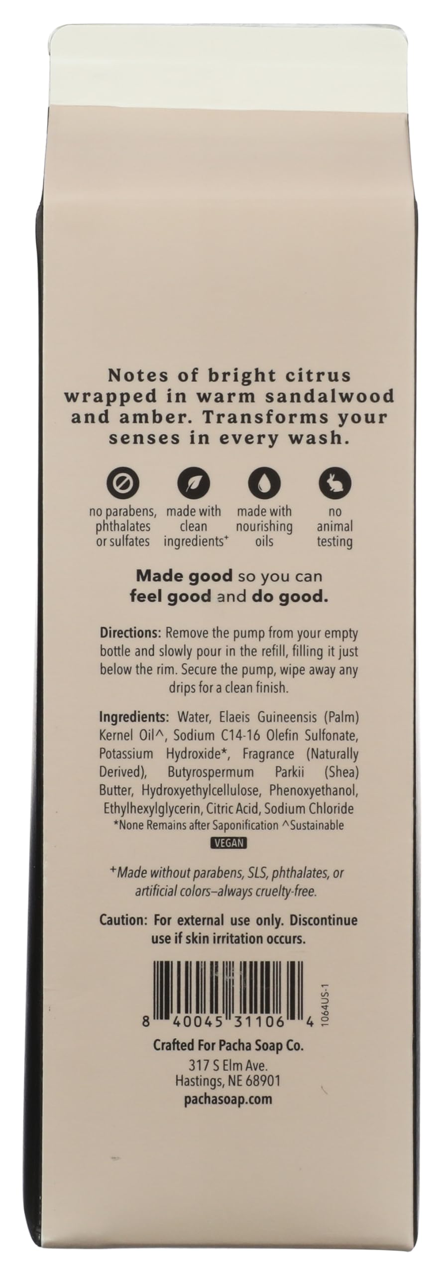 Pacha Soap Santal & Amber Refill Hand Soap, 32 FZ Beauty & Personal Care Pacha Soap Co