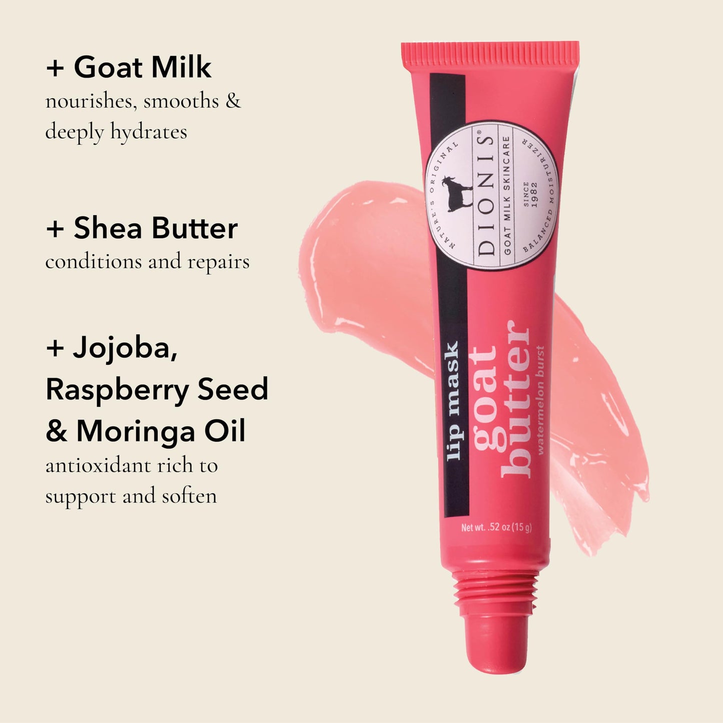 Dionis Goat Butter Lip Mask - Hydration Lip Treatment with Gentle Exfoliation, Conditioning Lip Mask with Shea Butter, Jojoba Oil, Raspberry Seed Oil Beauty and Personal Care Dionis