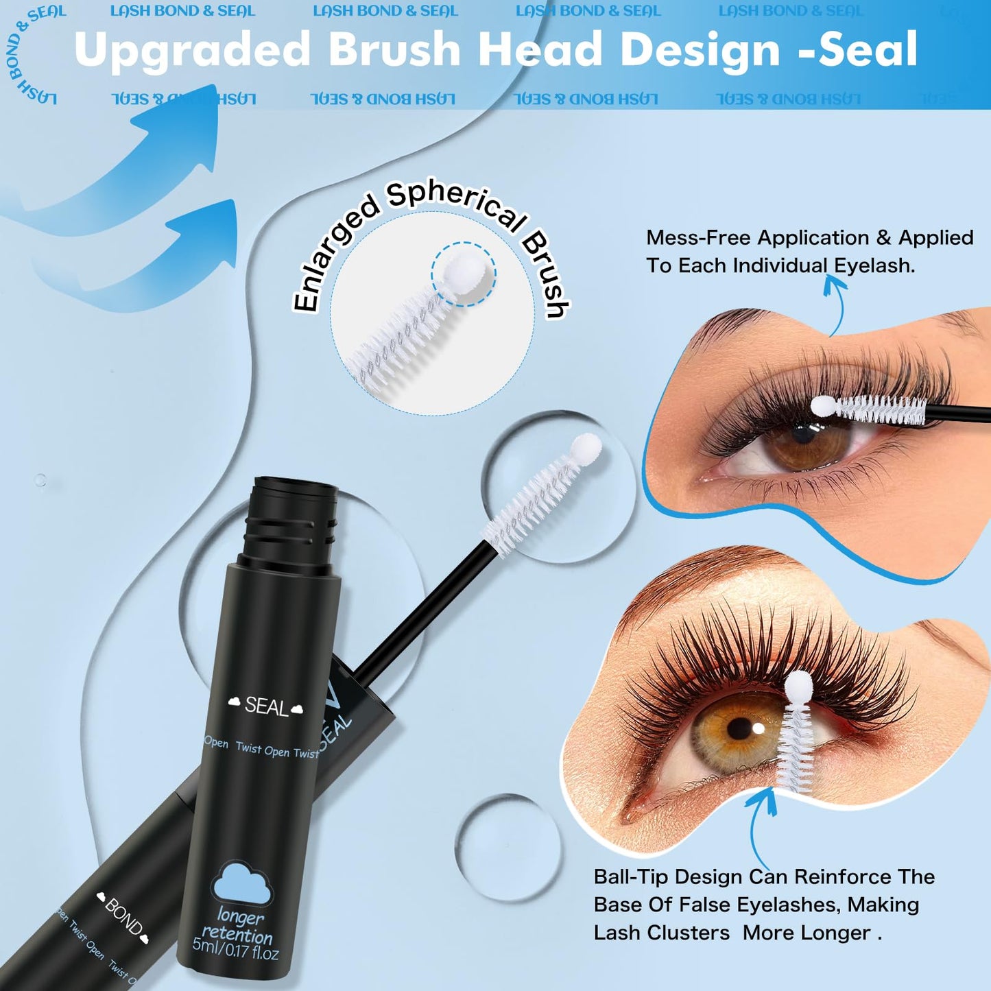 KEVKEV Lash Cluster Glue Upgraded Clear Lash Glue 7 Days Long Lasting 2-3S Fast Dry Lash Bond and Seal 2 in 1 Waterproof Latex-Free Easy To Apply Beauty and Personal Care KevKev