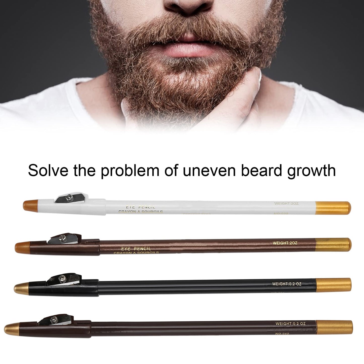4pcs Kit(Black & White & Dark Brown & Light Brown), Beard and Hairline Pencils with Sharpener for Shaping Tools Stencils Beauty and Personal Care Betued