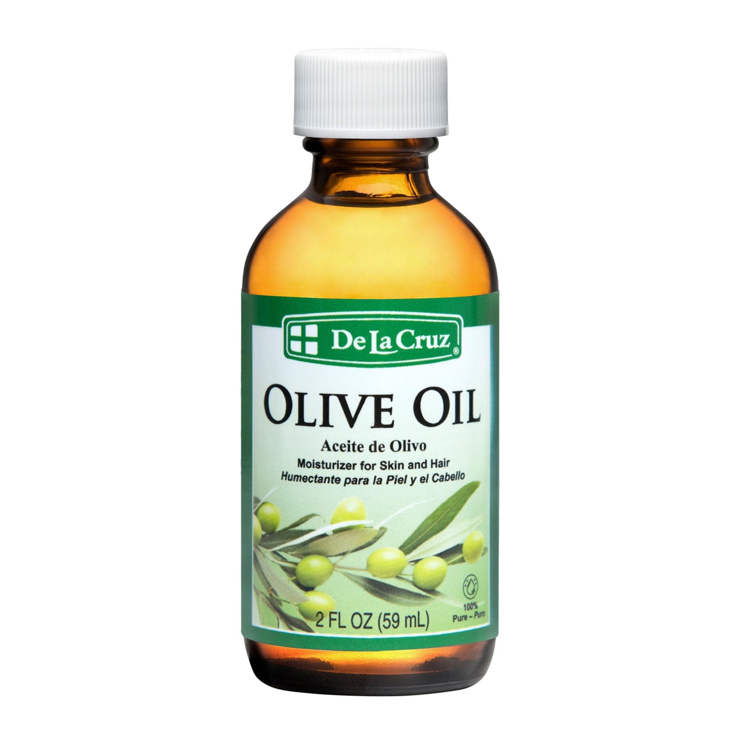 De La Cruz Pure Olive Oil - Natural Expeller Pressed Olive Oil for Hair and Skin - Lightweight Body Oil for Dry Skin 2 Fl Oz (1 Bottle) Beauty & Personal Care De La Cruz