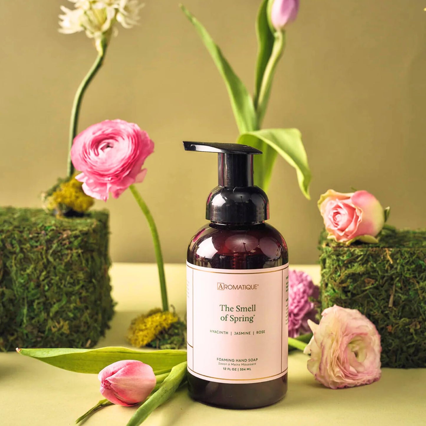 Aromatique The Smell of Spring Foaming Hand Soap Floral Moisturizing Luxury Hand Wash With Aloe Notes of Pineapple, Green Hyacinth, Jasmine, Rose Beauty & Personal Care Aromatique