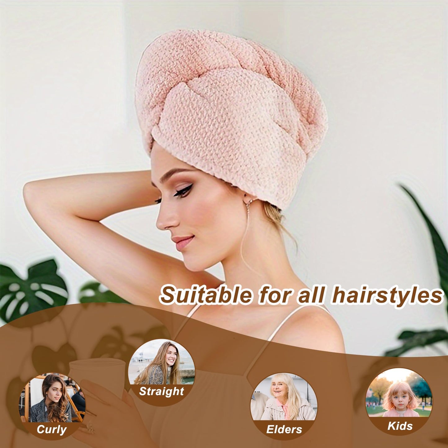 Kldnkig Soft Microfiber Hair Drying Towel Wrap, 5 Pack Elastic Hair Turbans for Fast Drying, Ideal for Women, Curly Wet Hair Beauty and Personal Care Kldnkig