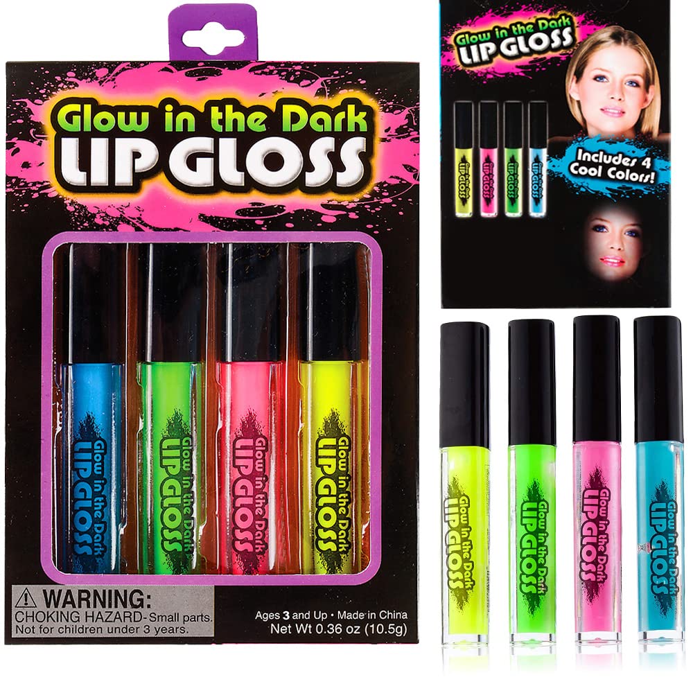 The Dreidel Company Glow in The Dark Lip Gloss, 4 Assorted Color Sticks, 4.25" Inches Beauty & Personal Care The Dreidel Company
