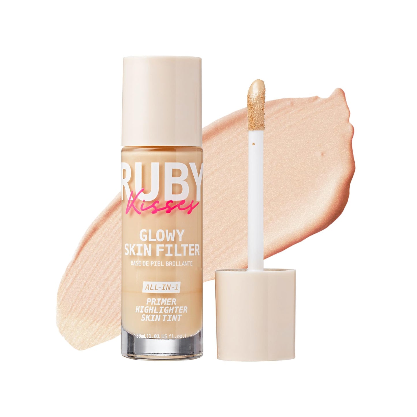 Ruby Kisses Glowy Skin Filter Foundation - All-in-1 Primer, Skin Tint & Highlighter, Hydrating Light Coverage with Squalane, Natural Dewy Finish Beauty & Personal Care Ruby Kisses