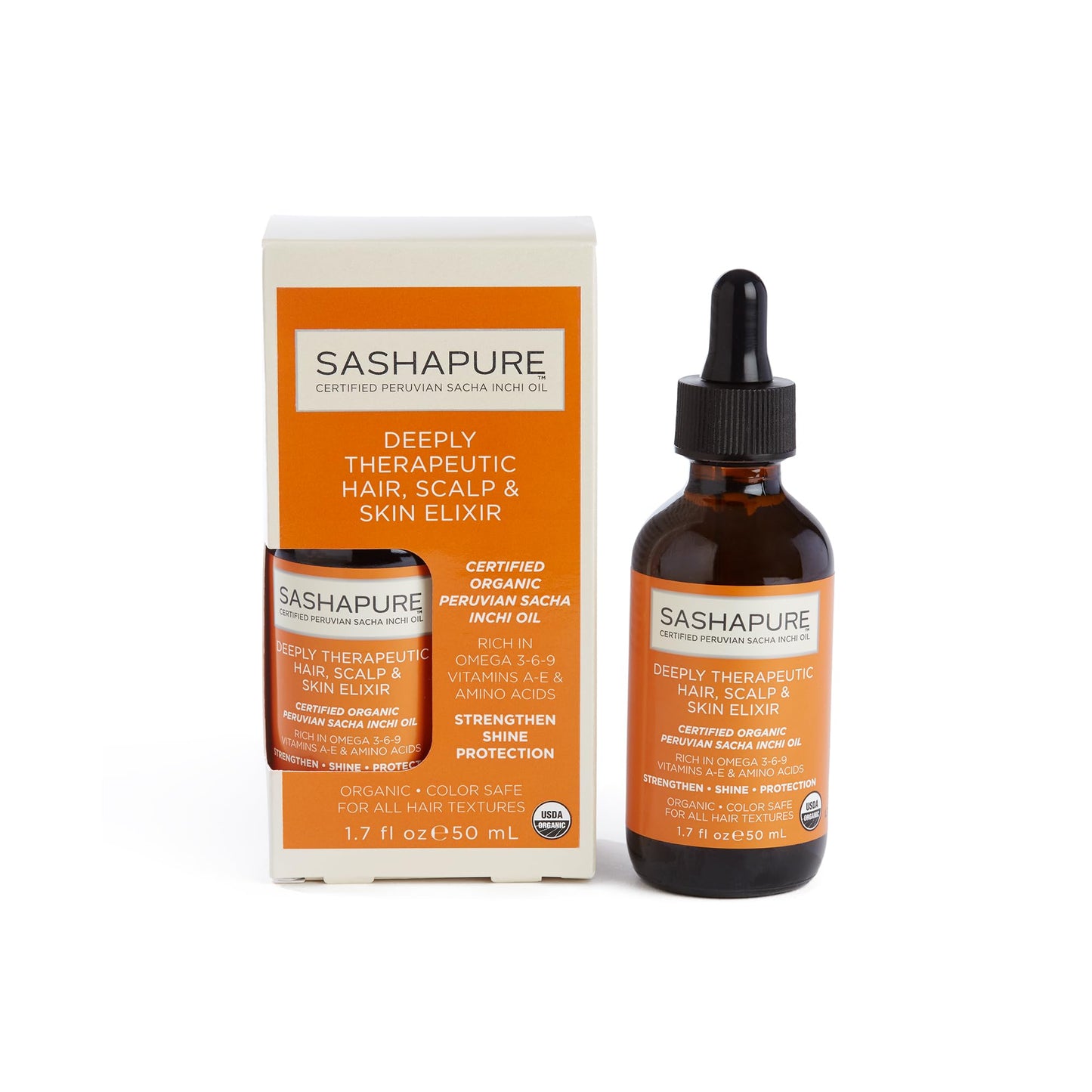 SASHAPURE Deeply Therapeutic Hair Scalp & Skin Elixir, Organic Hair Serum with Sacha Inchi Oil - Strengthen, Shine, Protection, 1.7 fl.oz. Beauty & Personal Care Sashapure
