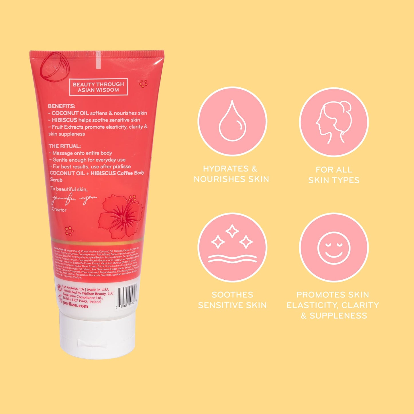 purlisse Coconut Oil Coffee + Hibiscus Body Butter: Cruelty-free & clean, Paraben & Sulfate-free, Nourishes & deeply moisturizes, Hibiscus soothes Beauty & Personal Care p?rlisse