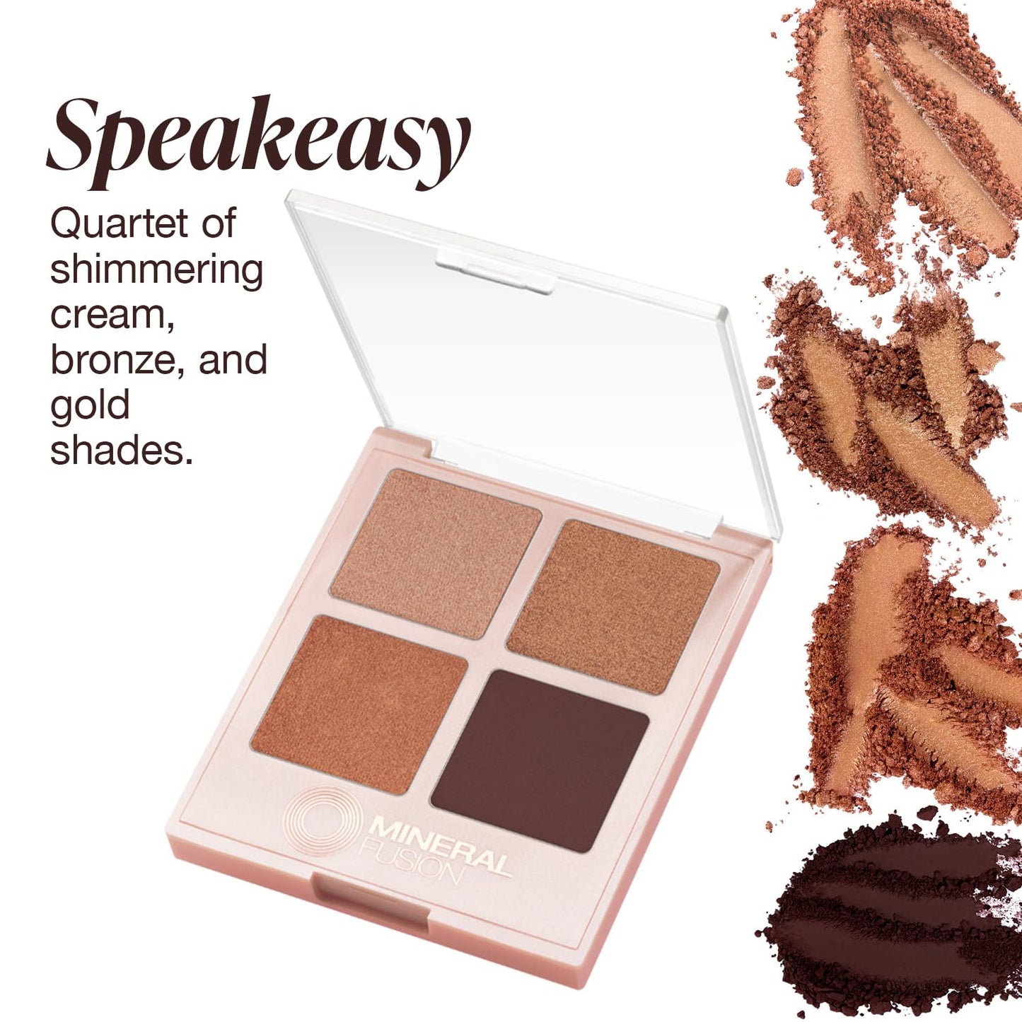 Mineral Fusion Eyeshadow Palette - Four Pressed Powder Shades in Matte, Satin, and Shimmer Finishes - Natural, Lightweight Vegan Eye Makeup Beauty & Personal Care Mineral Fusion