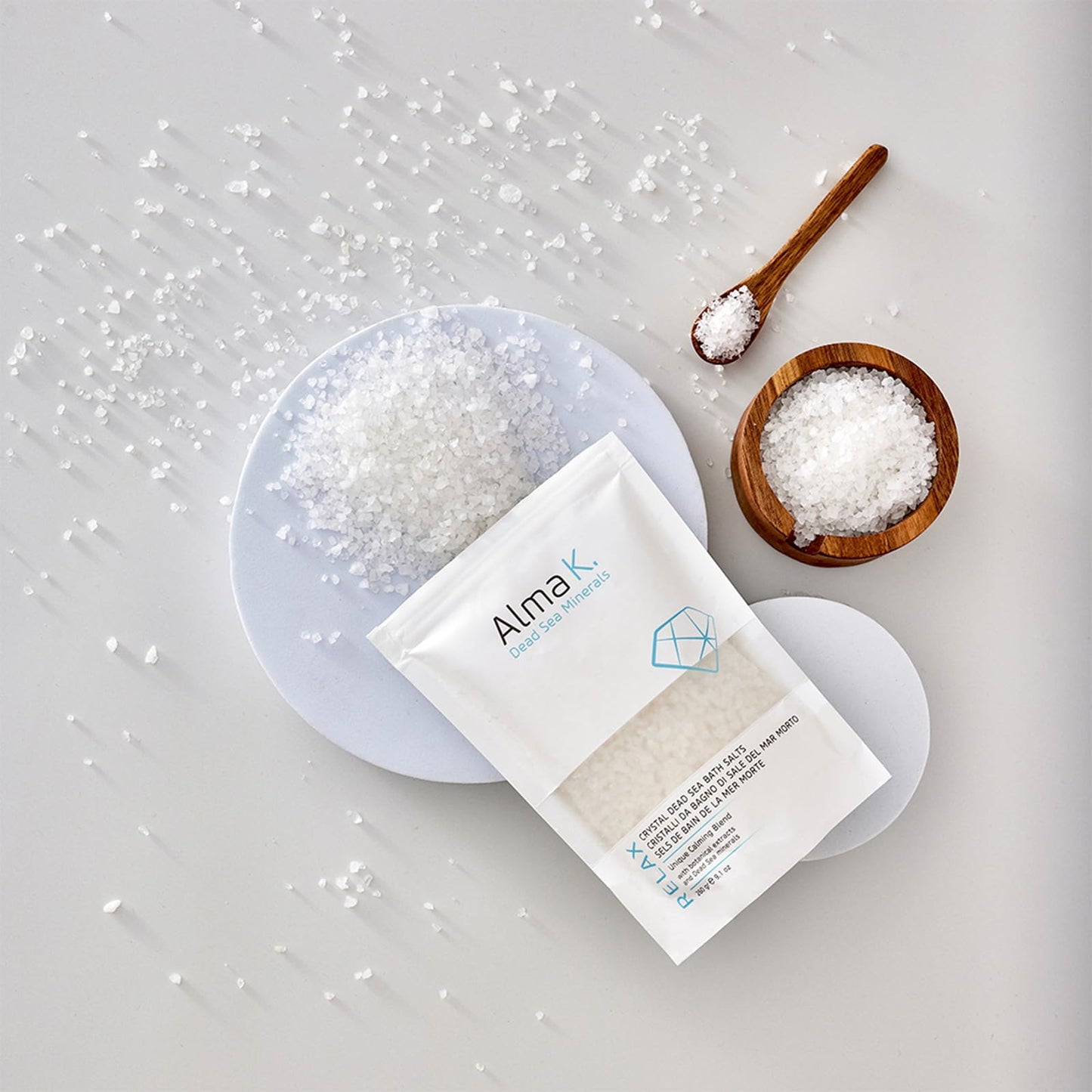 Alma K Crystal Dead Sea Bath Salts - Gently Exfoliates and Hydrates - White Tea and Neroli Scent - for Bath Soak and Relaxing Foot Bath Salt - 9.1 oz Beauty and Personal Care ALMA K