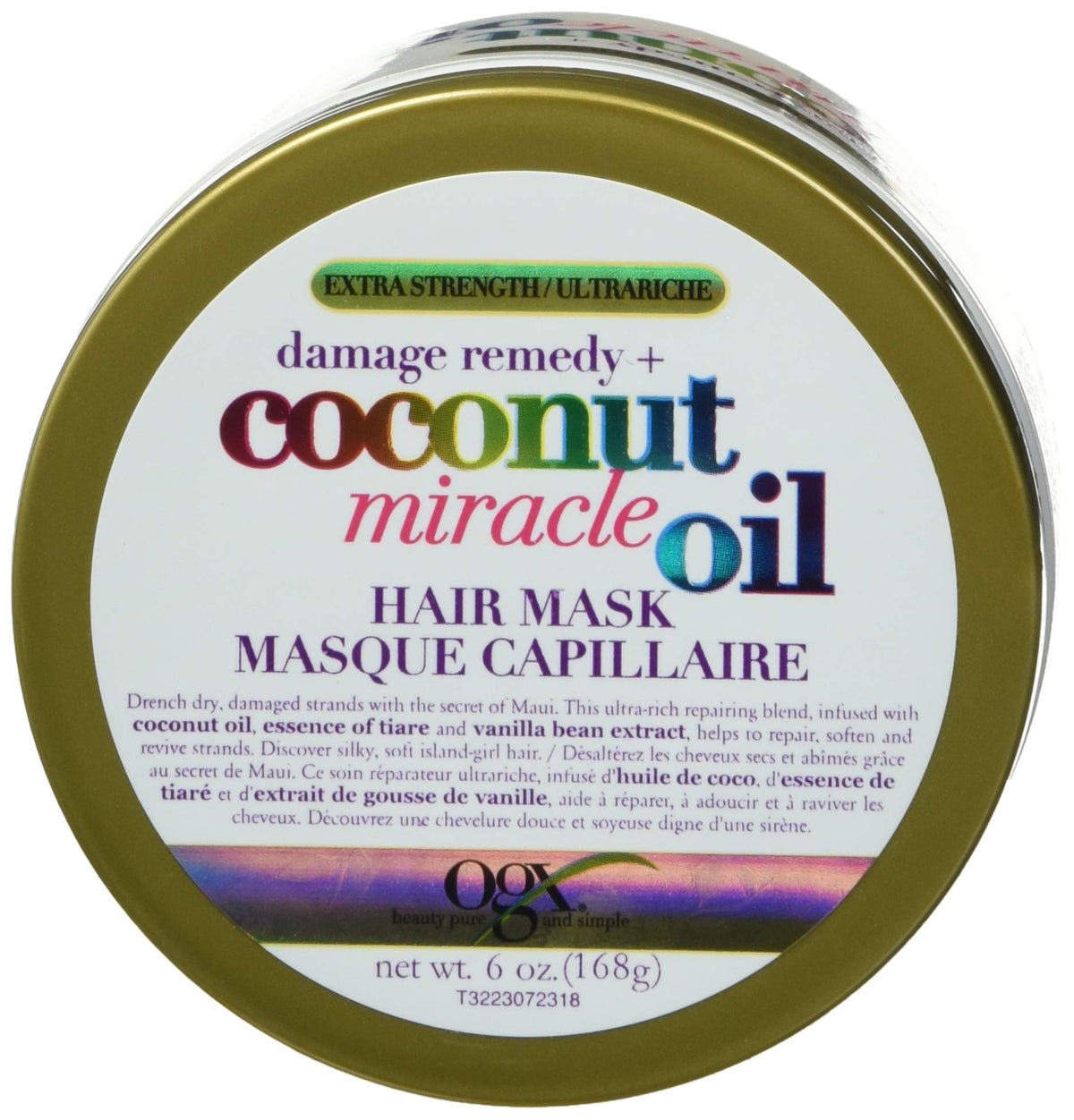 OGX Coconut Miracle Oil Hair Mask for Damaged Hair, 168g
