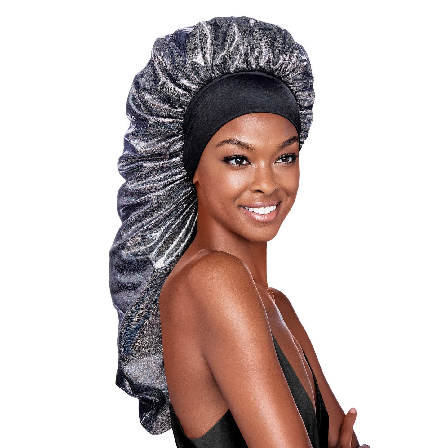 Red by Kiss Glitter Braid Bonnet Wide Edge Breathable Hair Bonnet, Shower Cap Sleeping Cap for Curly Natural Long Hair, 24" Super Long Braids Bonnet Beauty and Personal Care Red by Kiss