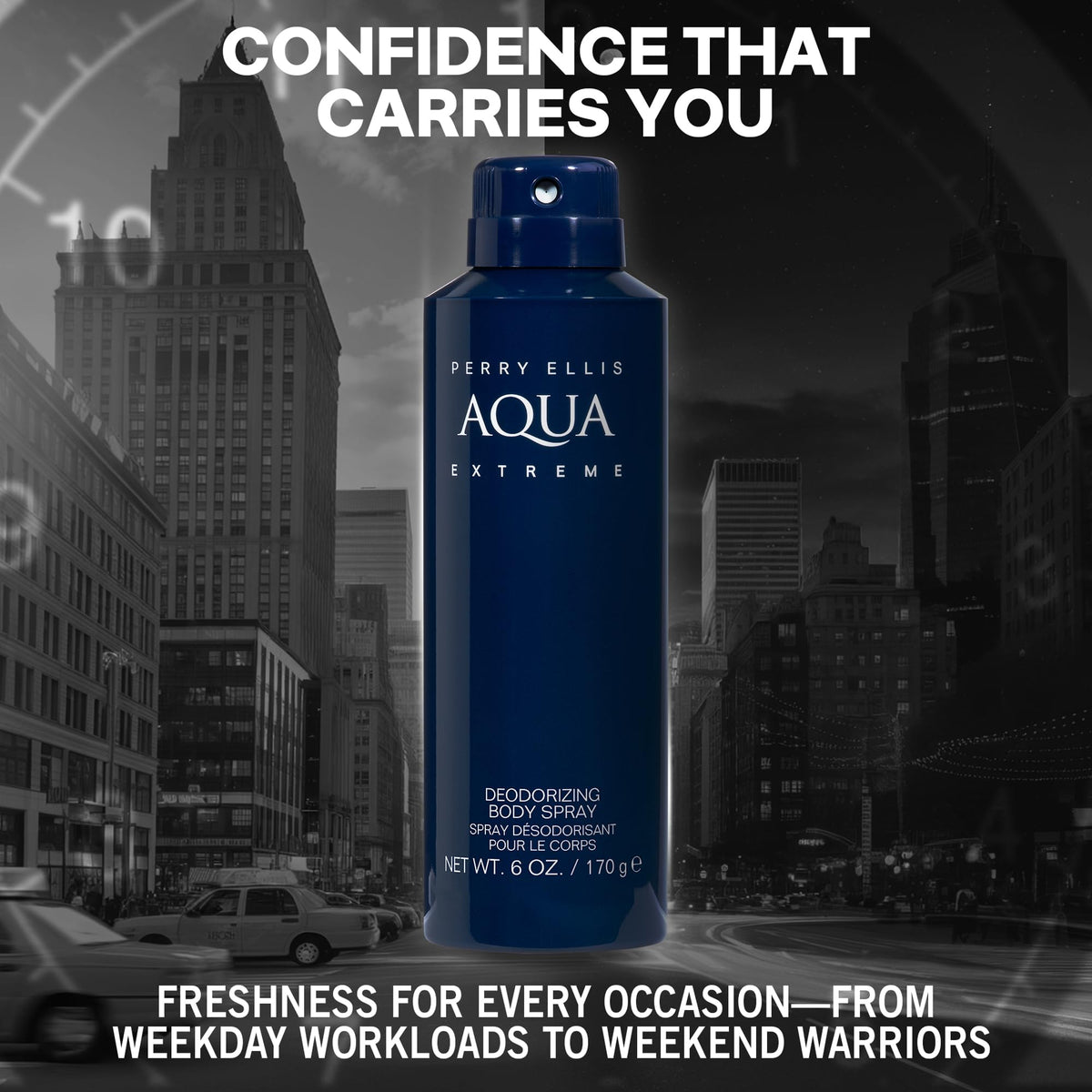 Perry Ellis Aqua Extreme Body Spray for Men, Notes of Wood & Spice, 6 Oz