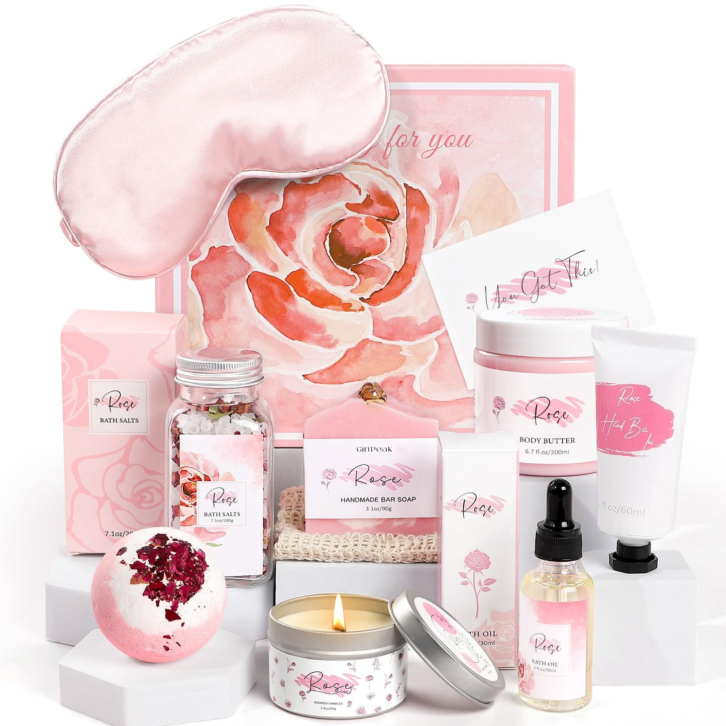 Mother's Day Gifts?Rose Spa Gifts Set, Bath Gifts Set for Women, Relaxing Spa Gift Basket for Women, Self Care Package, Home Spa Products, Birthday Beauty and Personal Care Frerdui