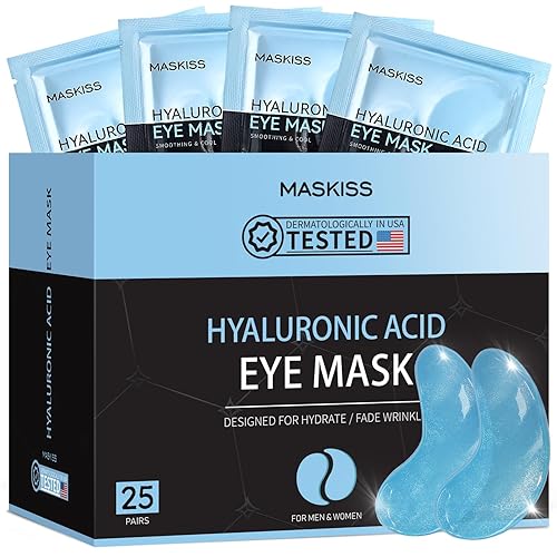 Maskiss Under Eye Patches (25 Pairs), Hyaluronic Acid Eye Masks for Dark Circles Puffy Eyes Undereye Bags, Collagen Eye Patches for Wrinkles Beauty & Personal Care Maskiss