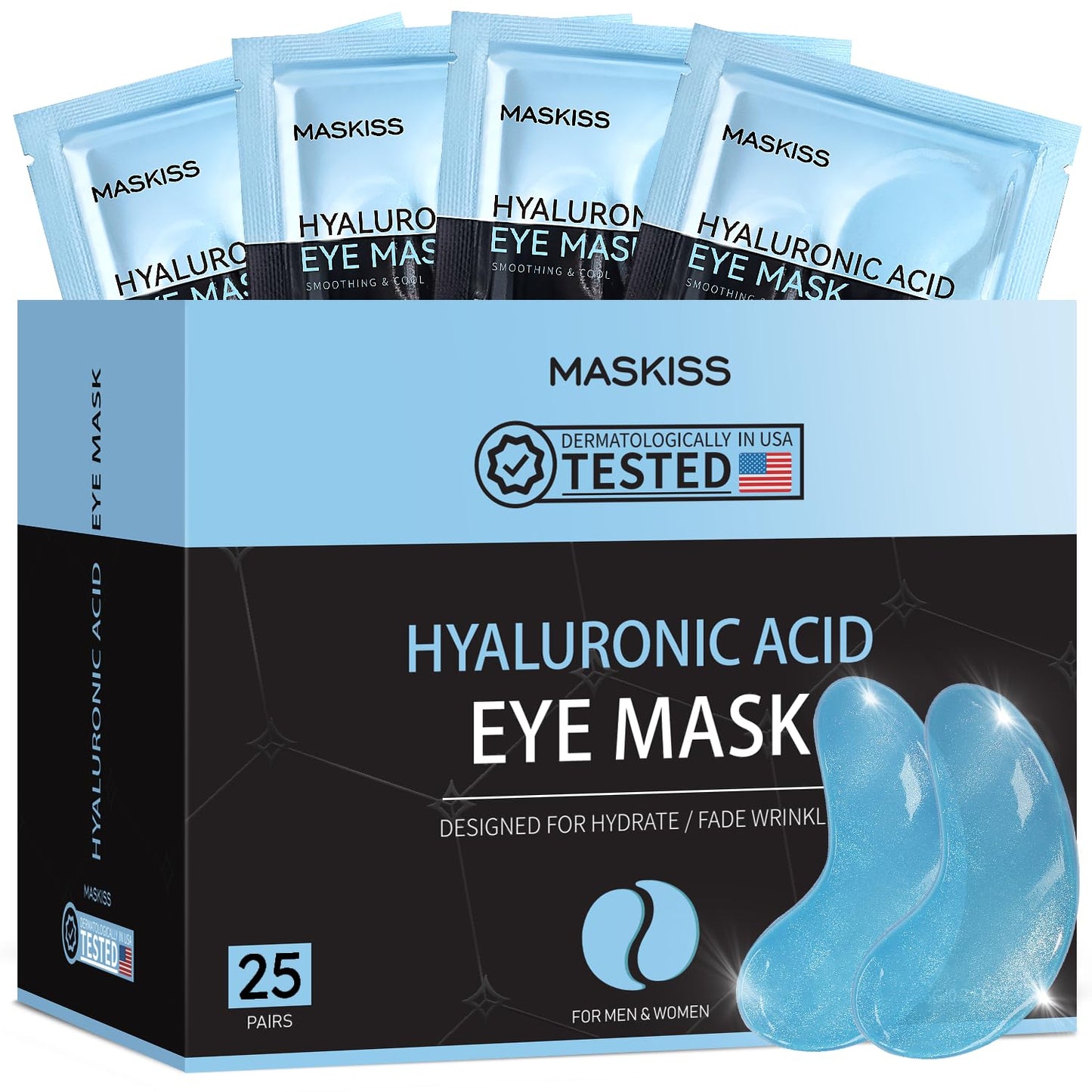 Maskiss Under Eye Patches (25 Pairs), Hyaluronic Acid Eye Masks for Dark Circles Puffy Eyes Undereye Bags, Collagen Eye Patches for Wrinkles Beauty & Personal Care Maskiss