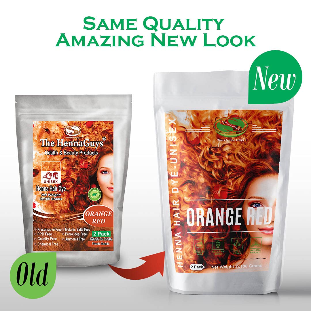 2 Packs Of Red/Orange Henna Hair & Beard Color/Dye 100 Grams - Natural Hair Color, Plant-based Hair Dye - The Henna Guys Beauty & Personal Care The Henna Guys