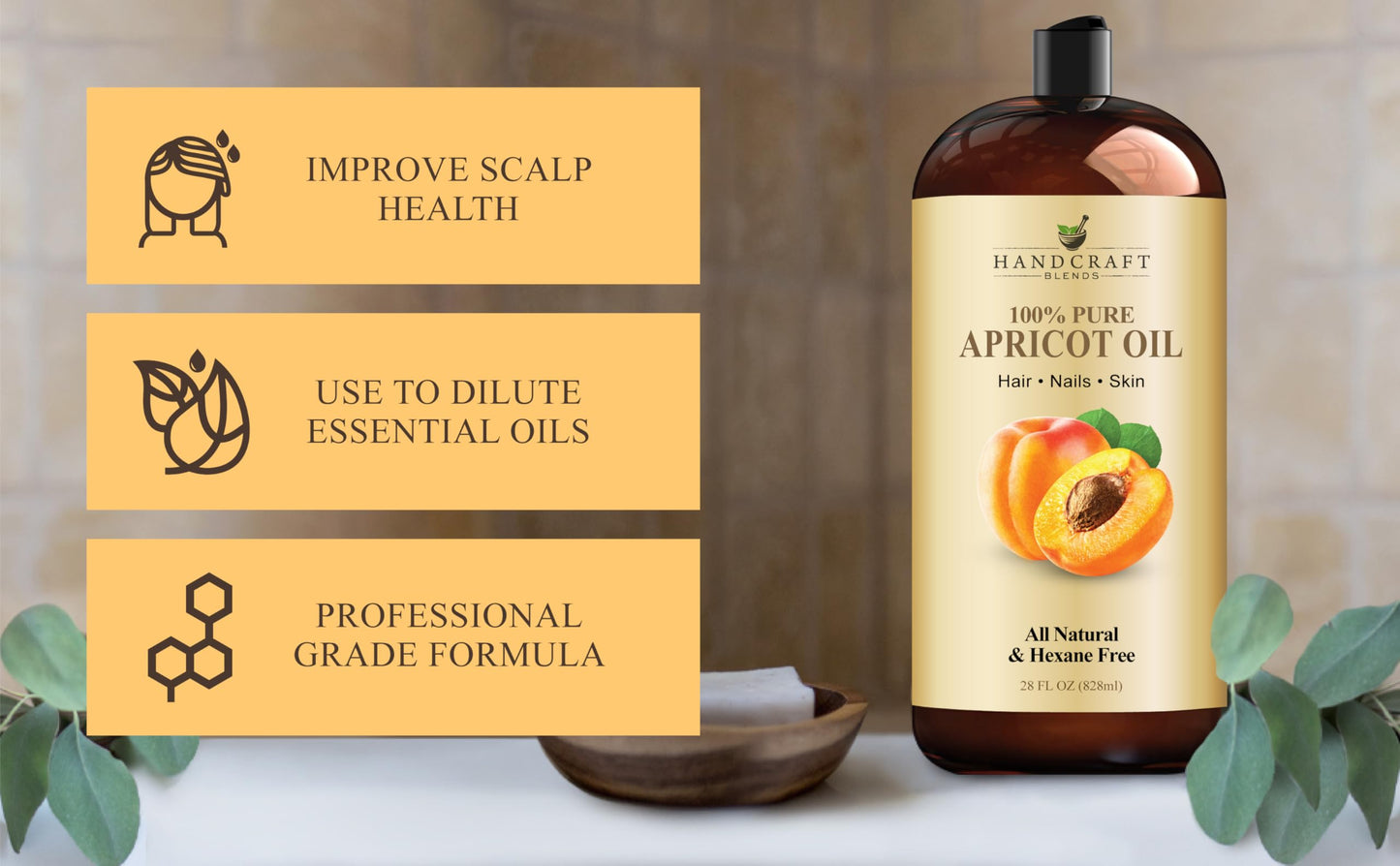 Handcraft Blends Apricot Kernel Oil - Cold-Pressed 28 Fl Oz - 100% Pure and Natural - Premium Grade Carrier Oil for Skin and Hair Beauty & Personal Care Handcraft Blends