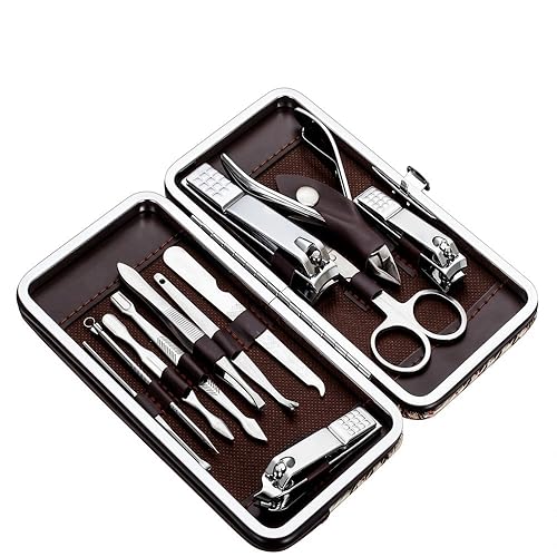 Tseoa Manicure, Pedicure Kit, Nail Clippers, Professional Grooming Kit, Nail Tools with Luxurious Travel Case, Set of 12 … (nail clippers 12pcs) Beauty & Personal Care TSEOA