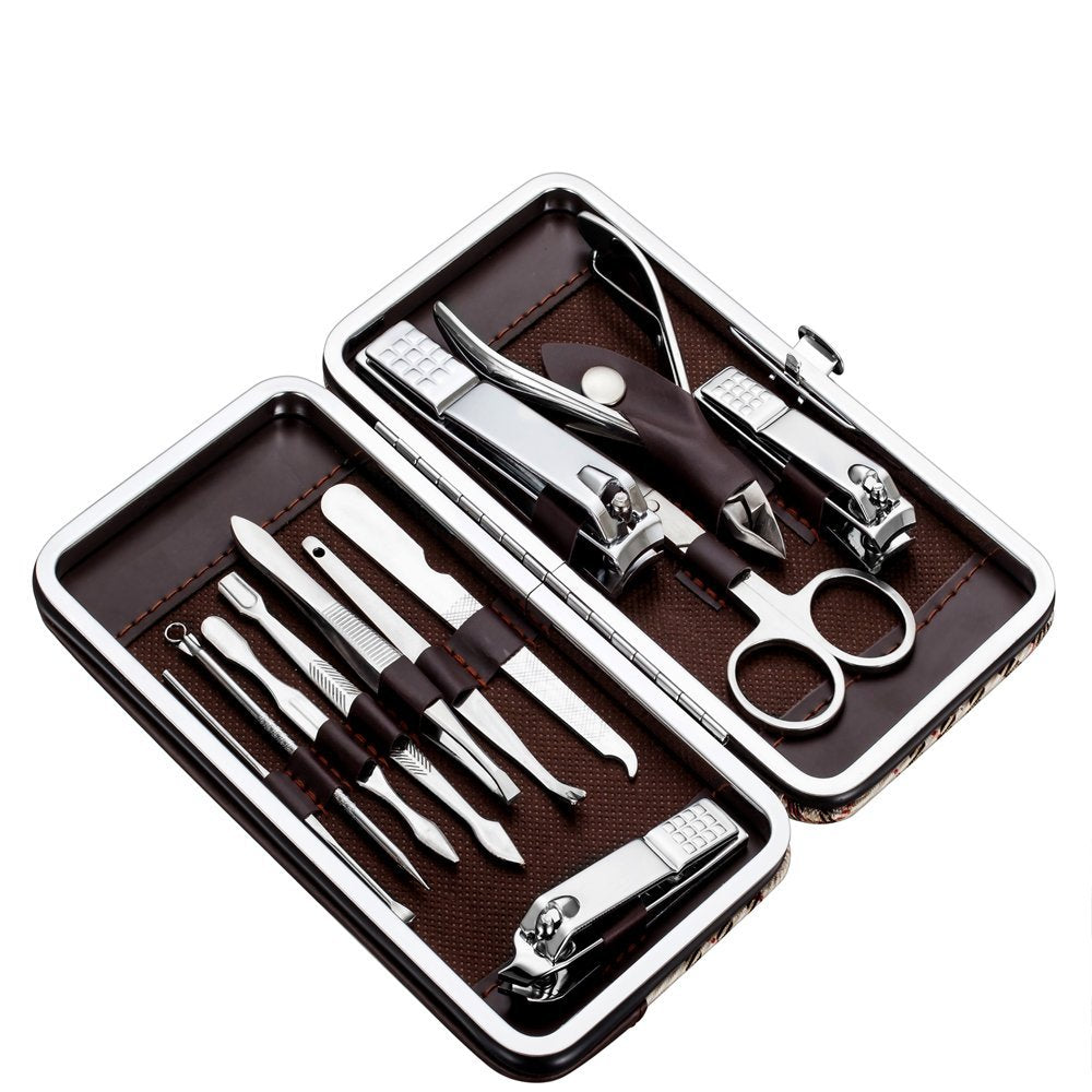 Tseoa Manicure, Pedicure Kit, Nail Clippers, Professional Grooming Kit, Nail Tools with Luxurious Travel Case, Set of 12 … (nail clippers 12pcs) Beauty & Personal Care TSEOA