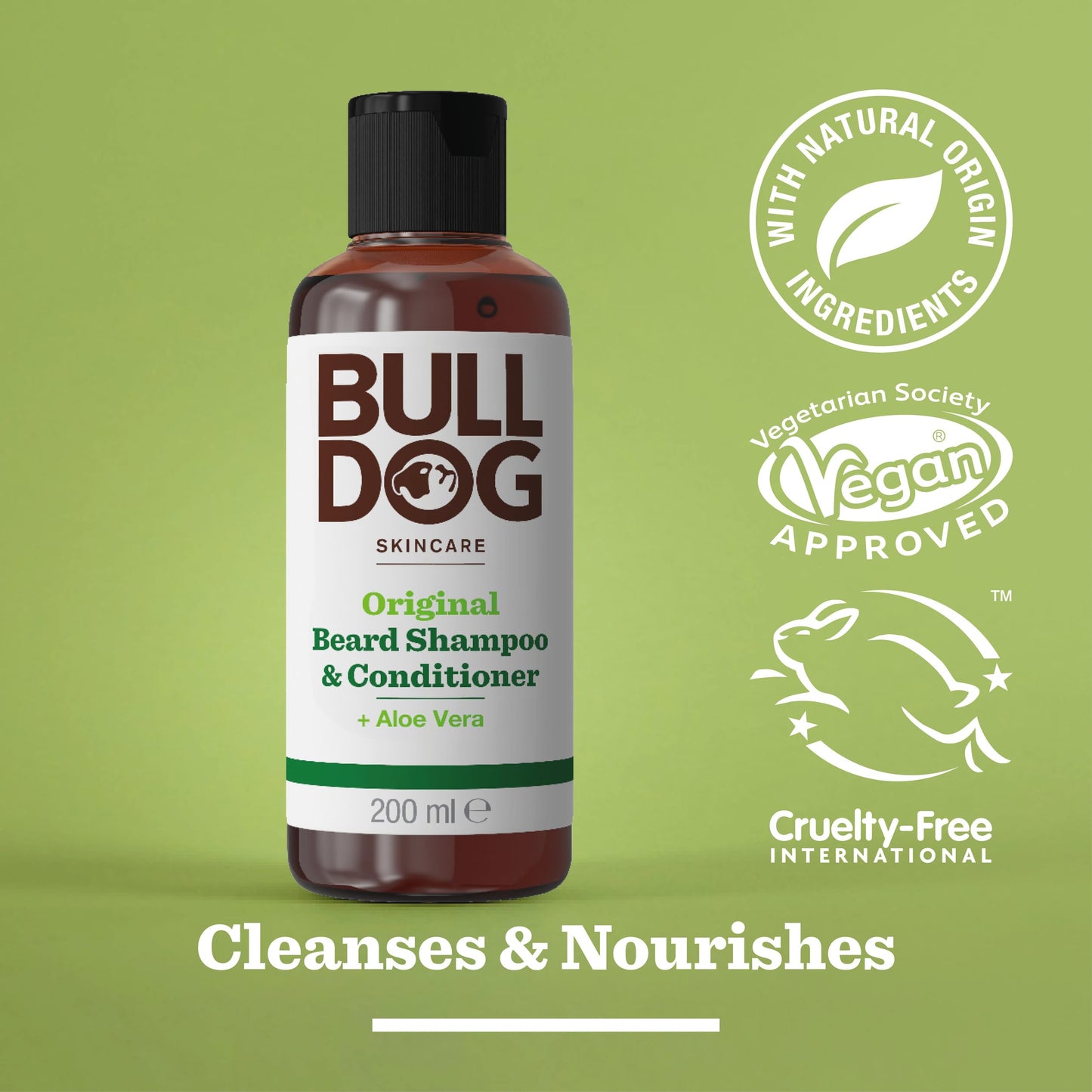 BULLDOG Skincare Original Beard Shampoo & Conditioner, Men's Grooming, Beard Moisturiser for Softer, Supple Beards, 200ml Beauty & Personal Care BULLDOG